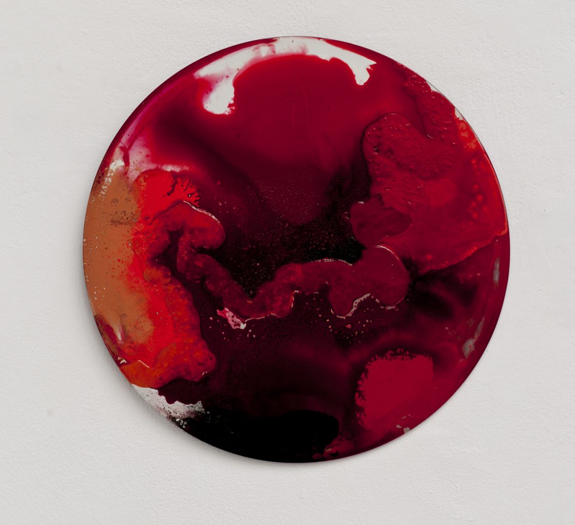 Laura's moon , 2011, diam 40cm, enamel on mirror