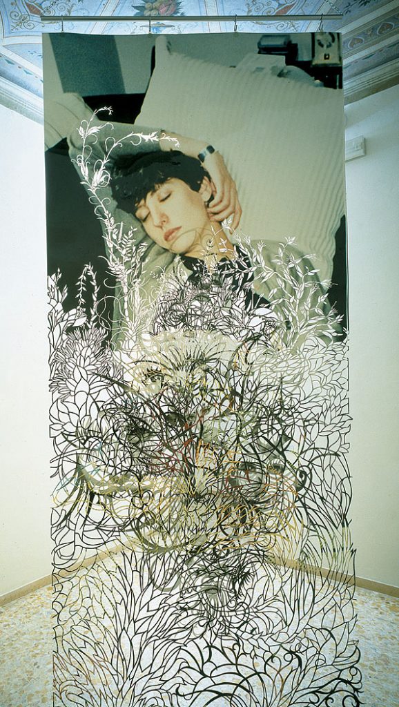 Catherine's temptations, 1999, 330 x 140 cm, cut out photograph