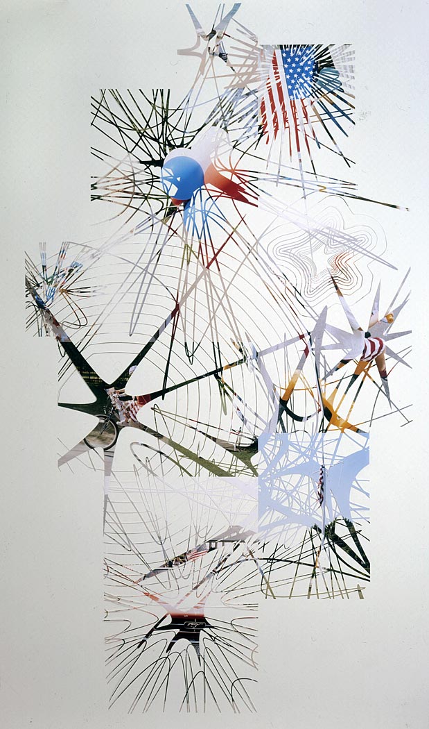 <p>Like fireworks in the sky_2004, 160&#215;300 cm, 9 cut-out photographs</p>
