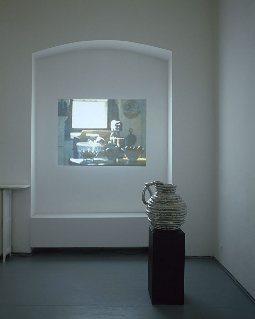 looking for time 2, 2007, video projection with ceramic pitcher 45cm x 40cm duration 16 minute loop