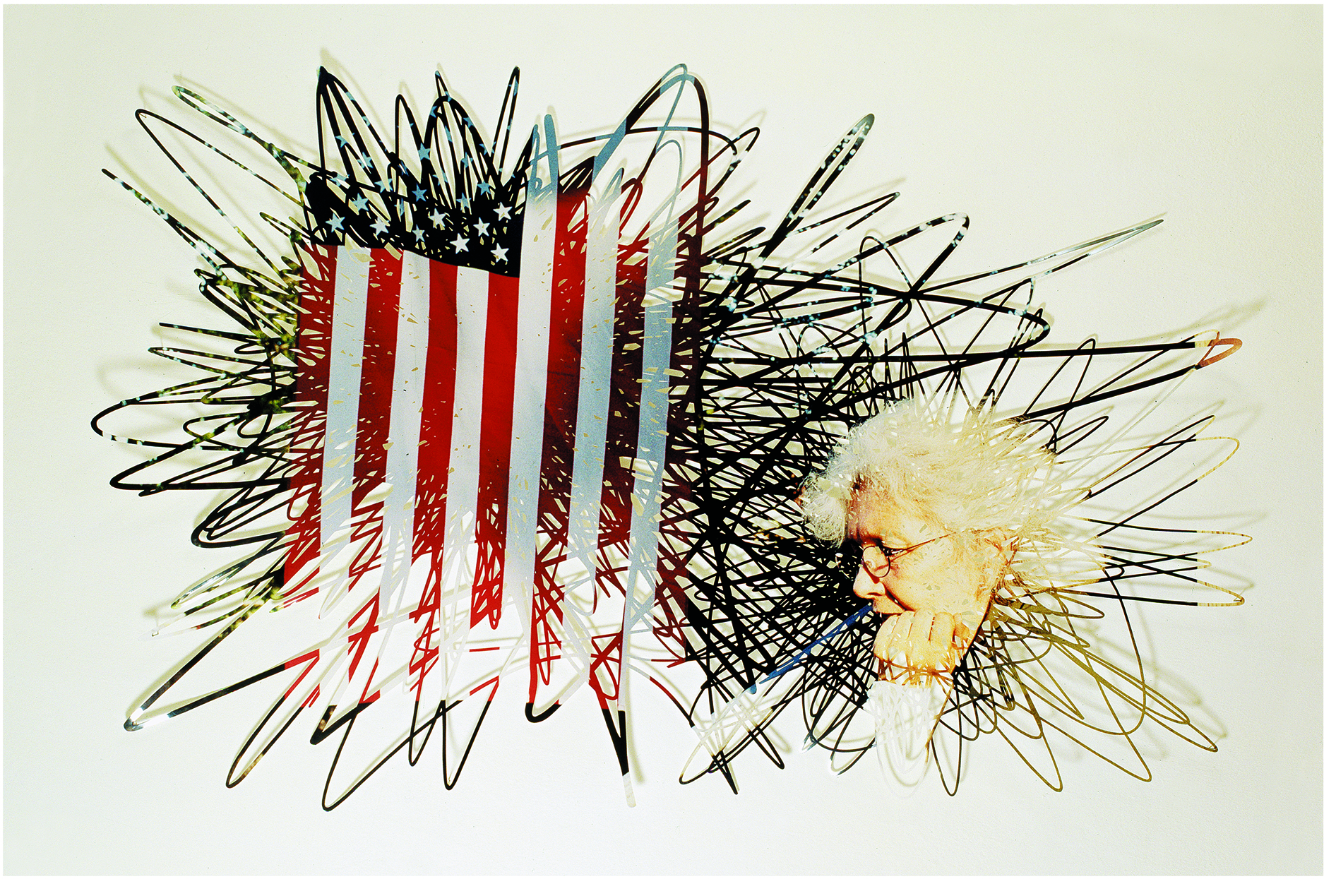 <p>Composition in red, white and blue (2002), cutout photograph, 80cm x 120cm</p>
