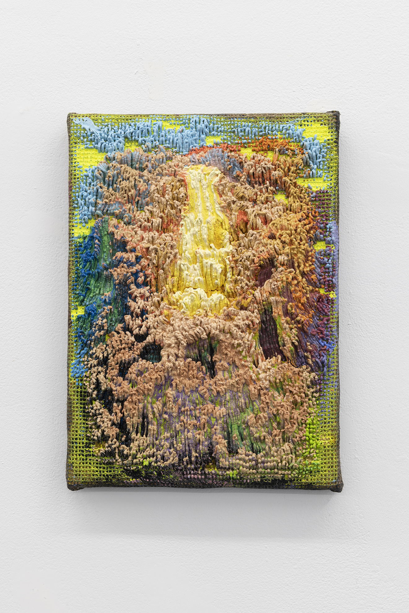<p>Mesh (landscape), acrylic paint in needlepoint mesh, 32,5 x 24 cm</p>
