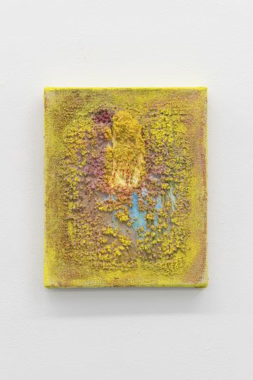Meshwork (pollen), acrylic paint in needlepoint mesh, 32,5 x 24 cm