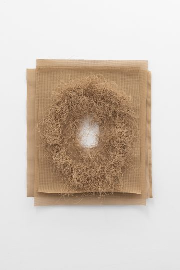 Meshwork (flax), layers of linen needlepoint mesh, 70cm x 60cm