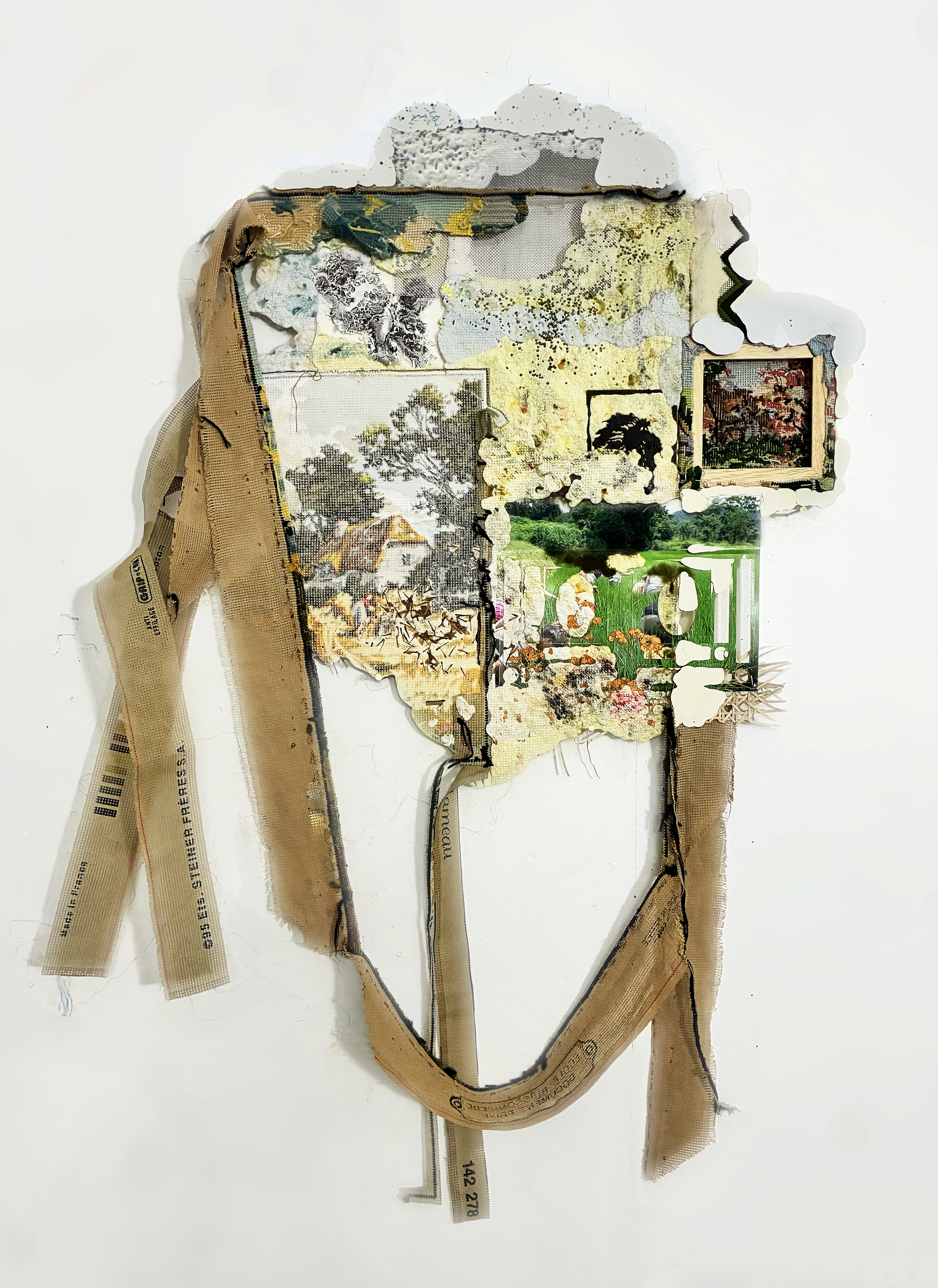 <p>Holding Patterns(Afterstate)(2026), 100x65cm, resin, needlepoint, vintage needlepoint surface transfer onto resin, vintage needlepoint, wool, seeds, metal mesh, linen mesh, cut-out photograph, other mixed media materials</p>
