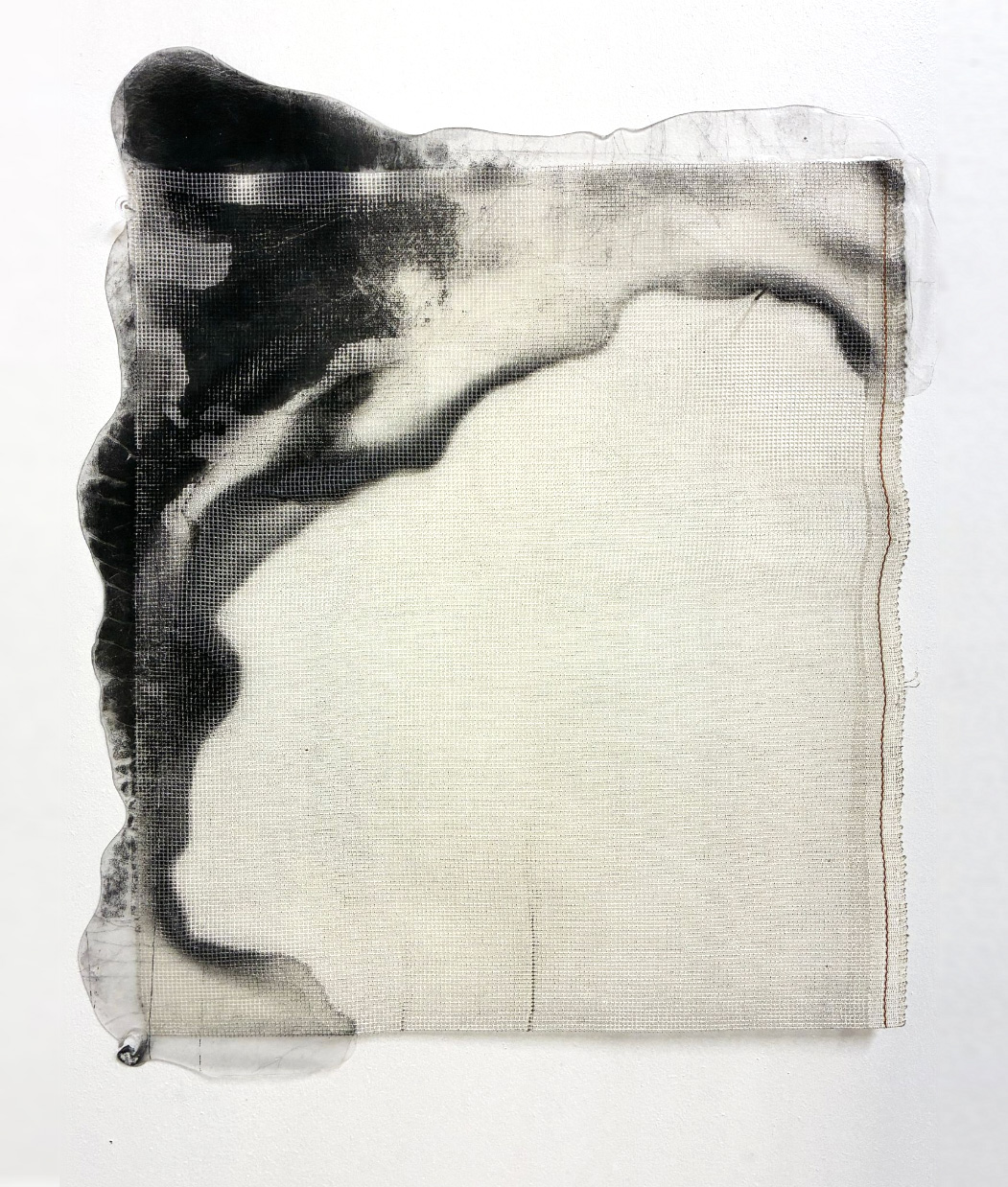 <p>Pressure Points_Margin_2026_cotton needlepoint mesh, acrylic medium, carbon transfer_53x41cm</p>
